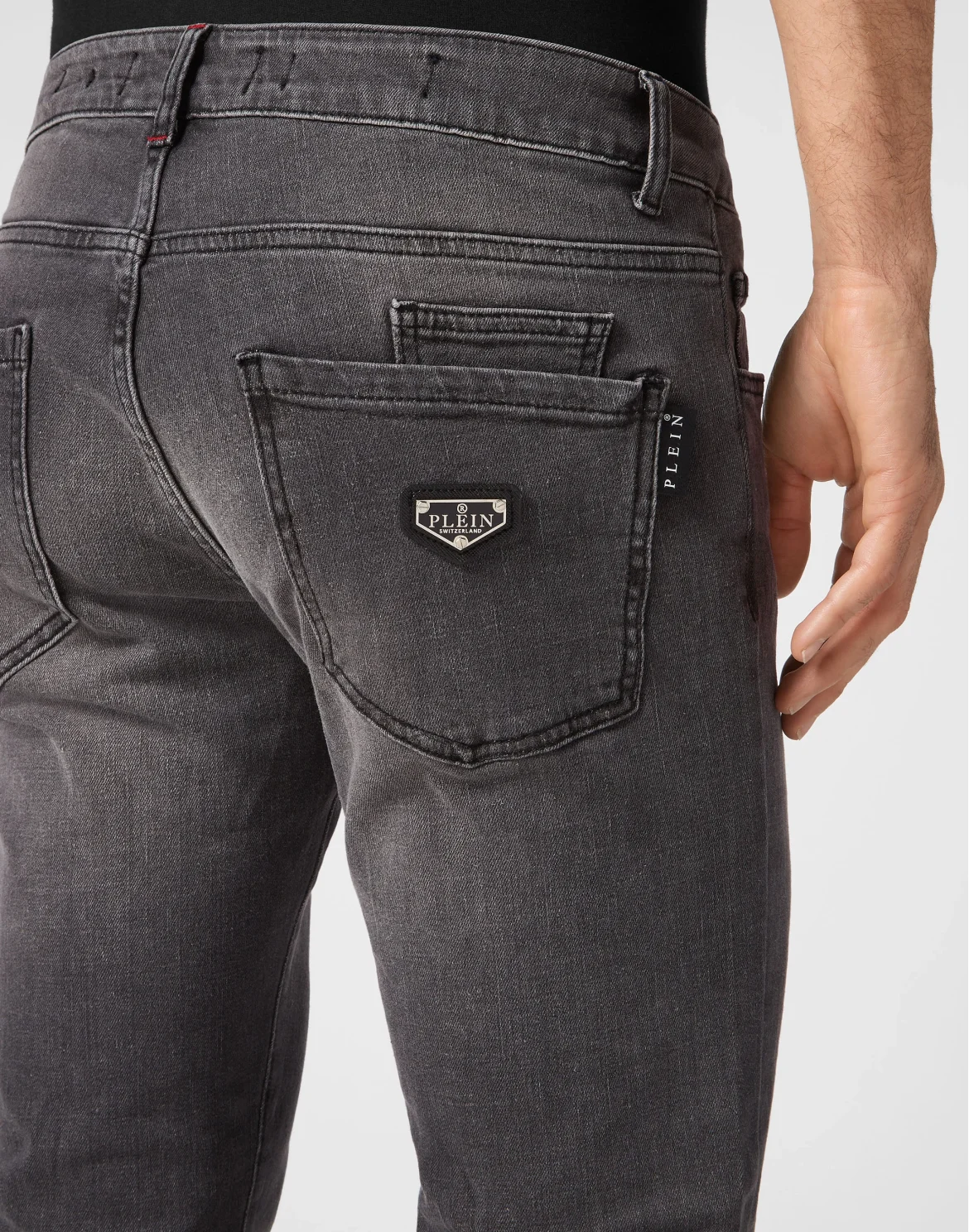 Denim Trousers Straight Cut Supreme Iconic Plein Basic, цвет: Серый