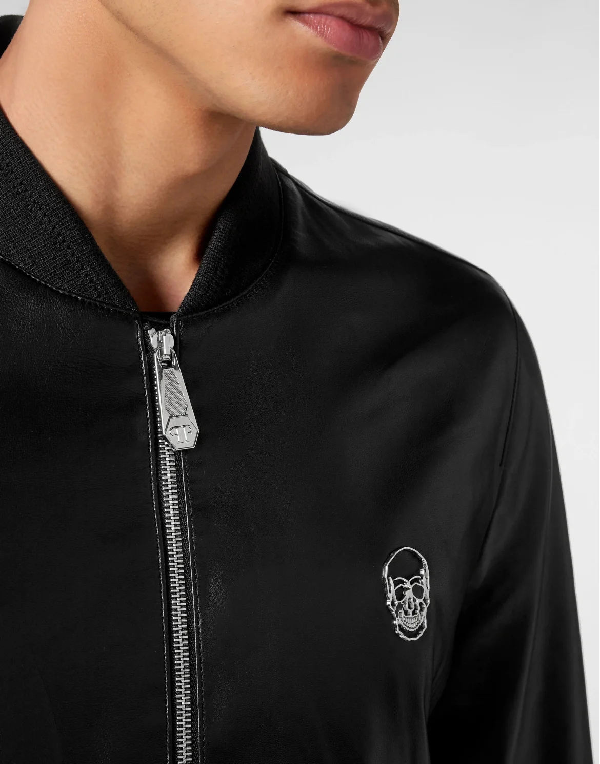 Leather Bomber Skull, цвет: Черный