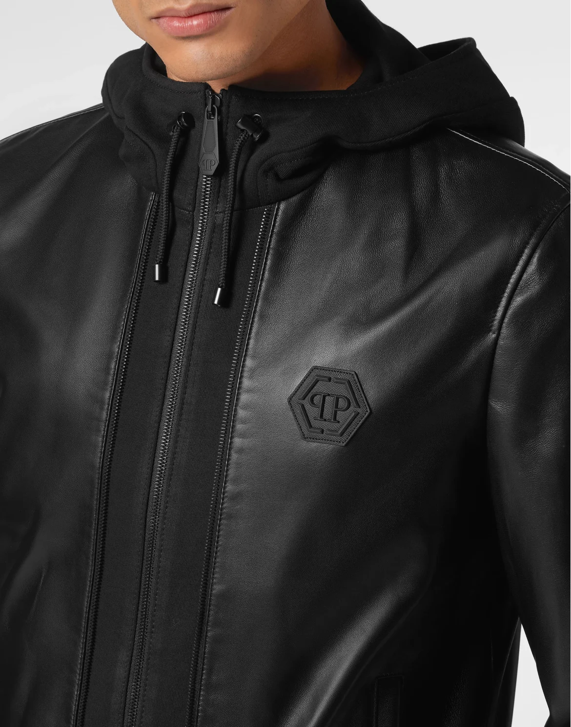 Soft Leather Jacket Slim Fit Iconic Plein, цвет: Черный