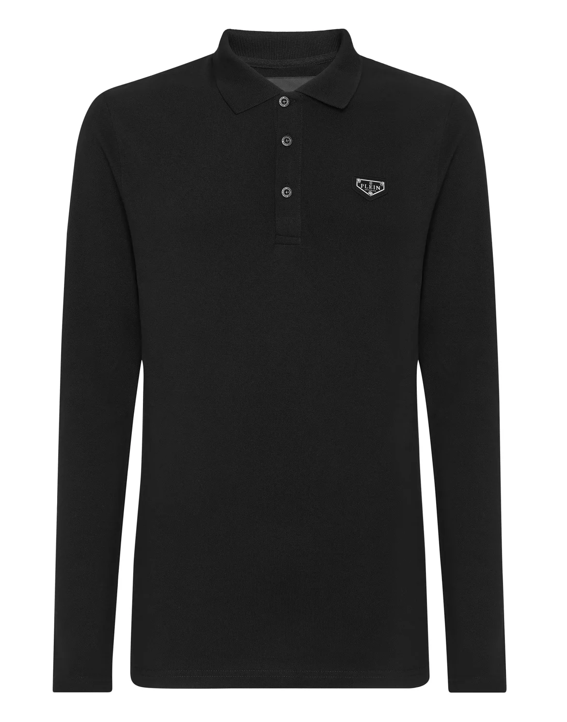 Slim Fit Long-Sleeve Polo, цвет: Черный