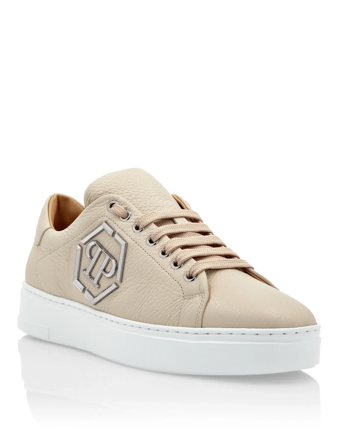 Leather Lo-Top Sneakers Hexagon, цвет: Бежевый