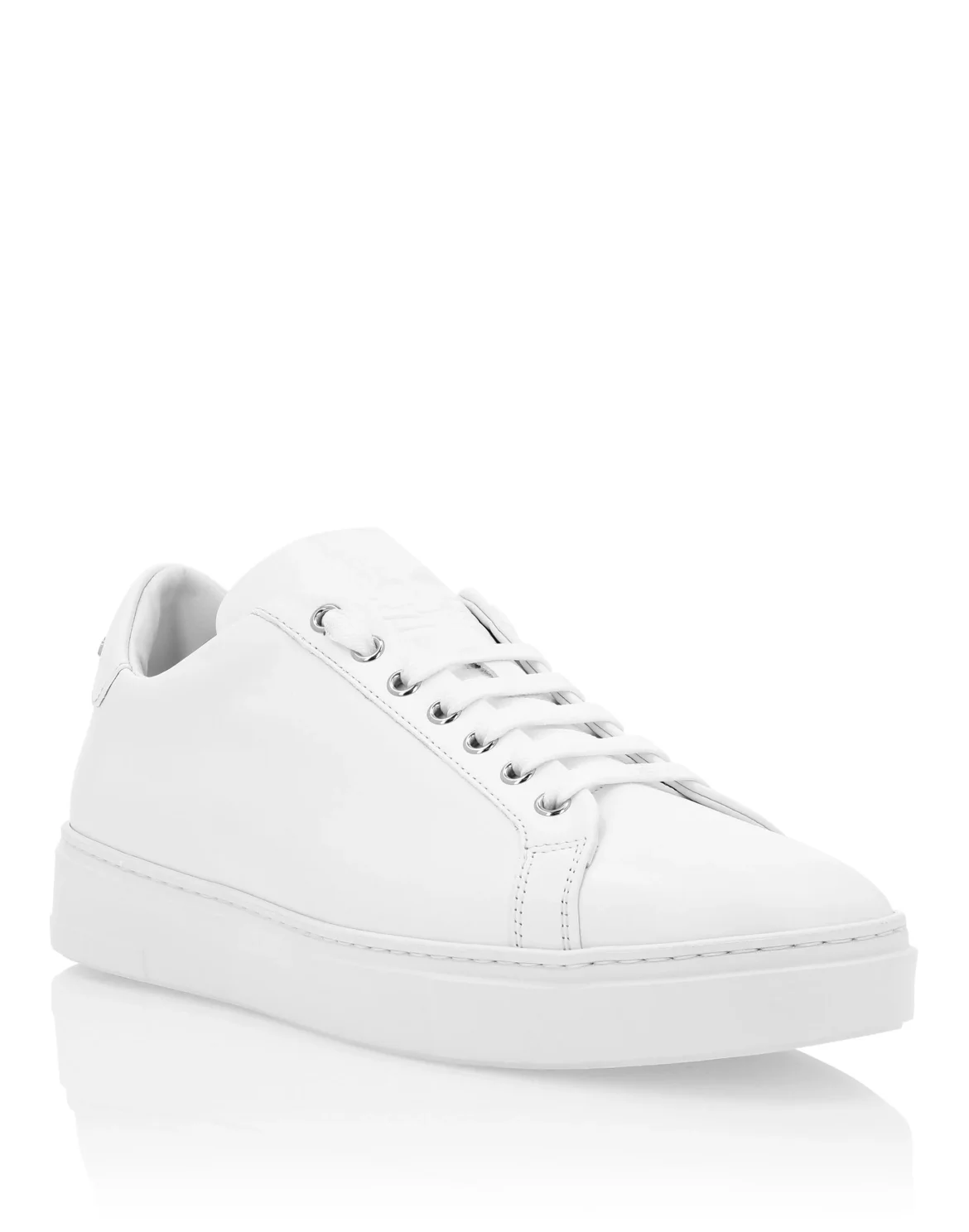Leather Lo-Top Sneakers Skull and Plein, цвет: Белый