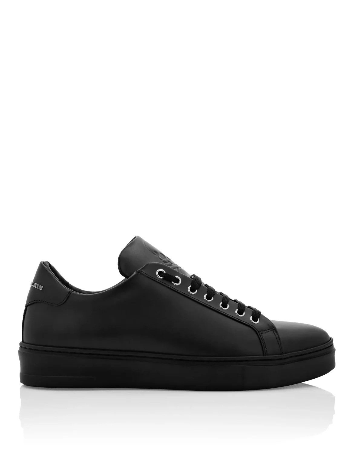 Leather Lo-Top Sneakers Skull and Plein, цвет: Черный