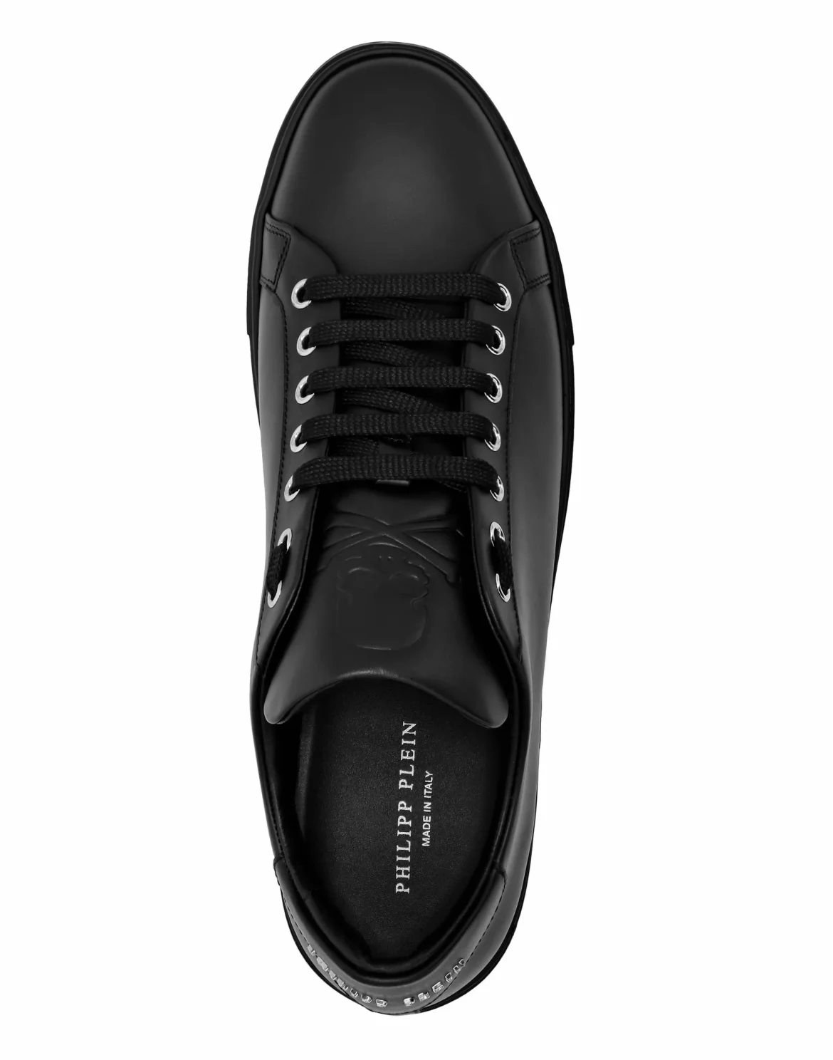 Leather Lo-Top Sneakers Skull and Plein, цвет: Черный