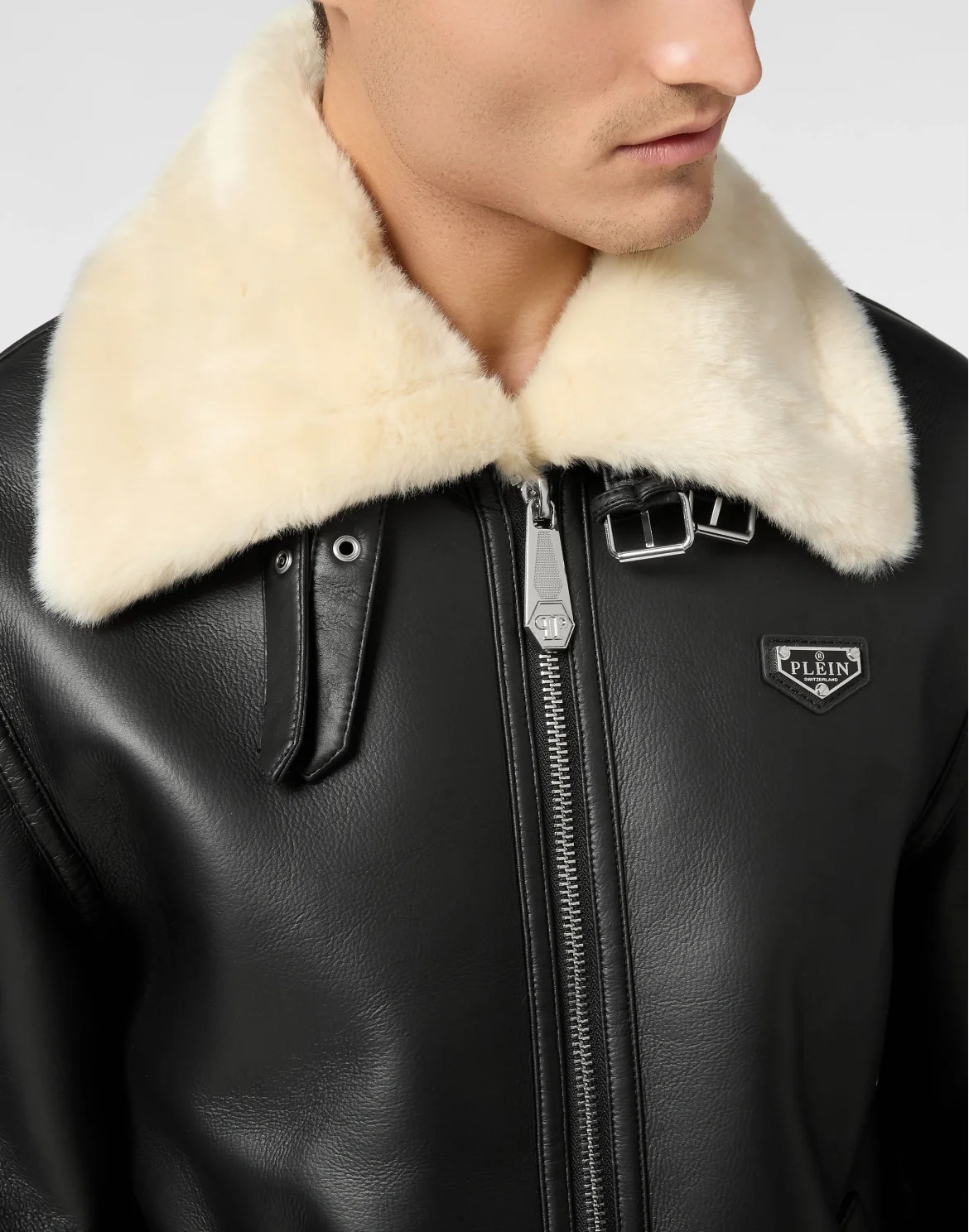 Oversize Eco Shearling Jacket, цвет: Черный