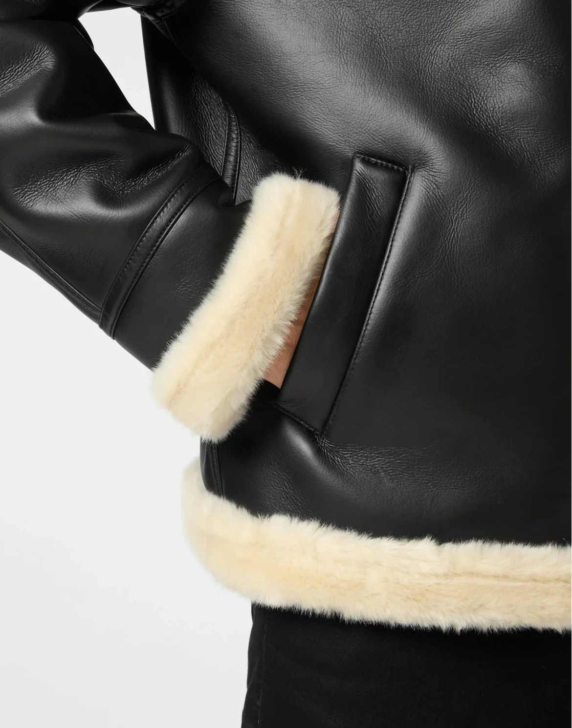 Oversize Eco Shearling Jacket, цвет: Черный
