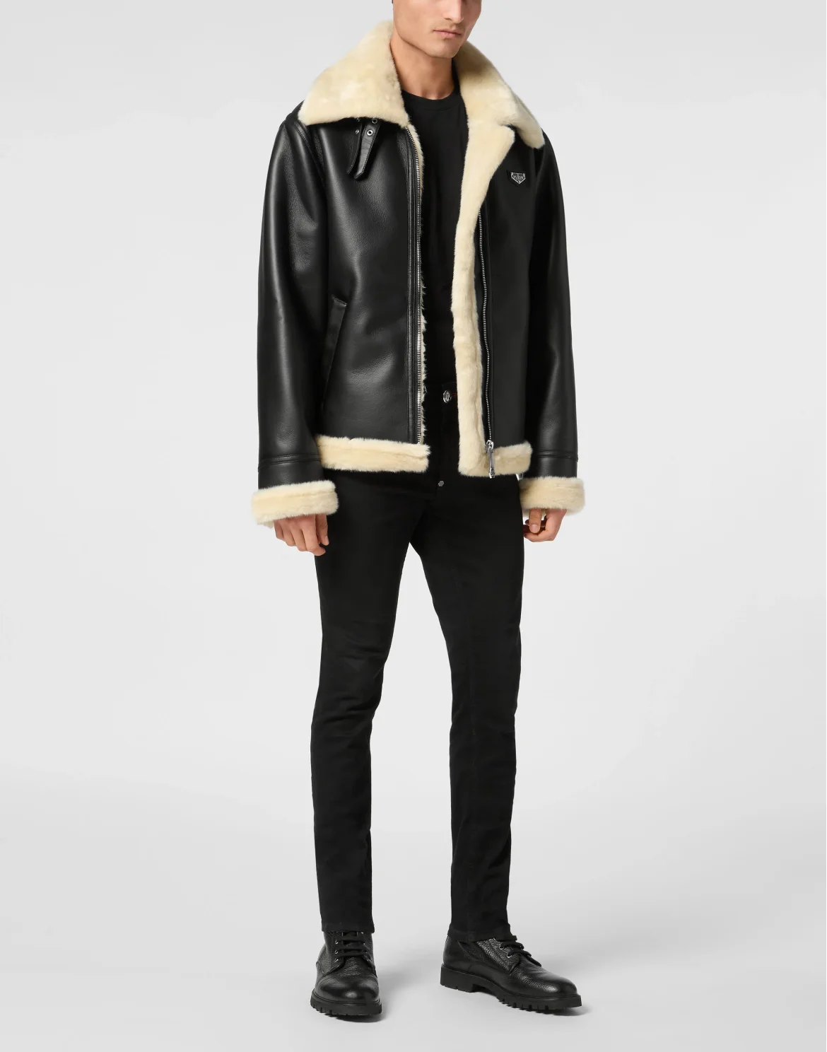 Oversize Eco Shearling Jacket, цвет: Черный