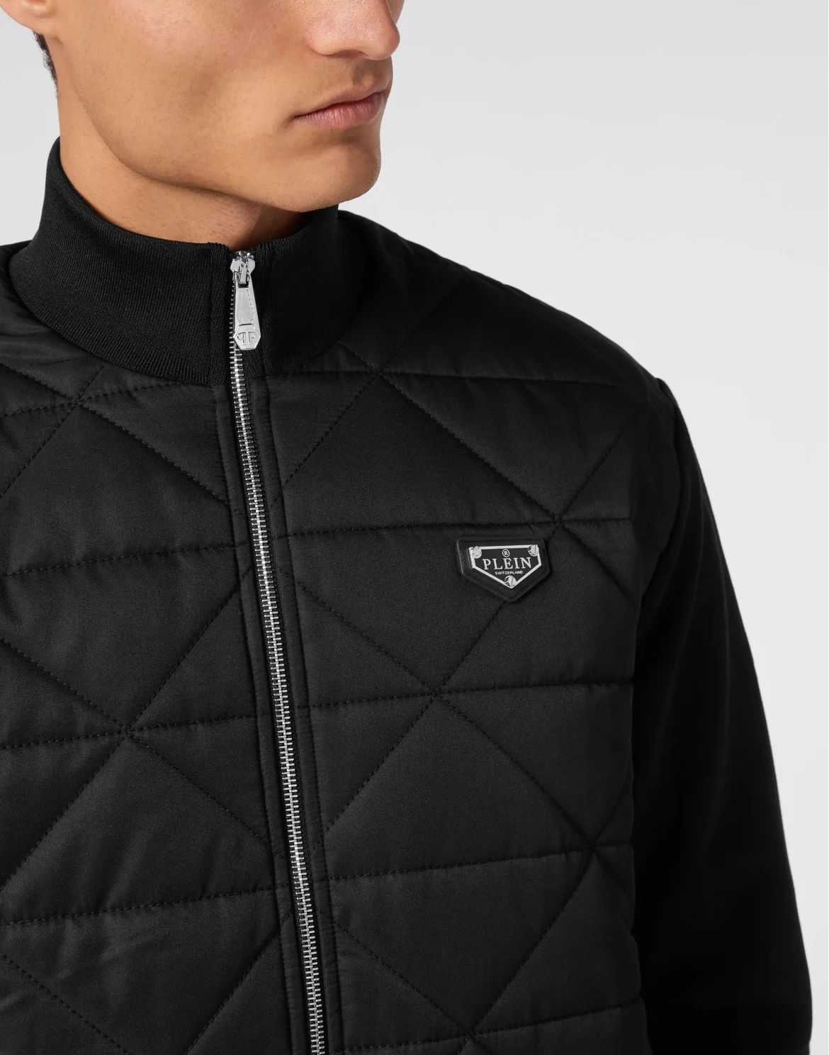 Fleece and Nylon Padded Jacket, цвет: Черный