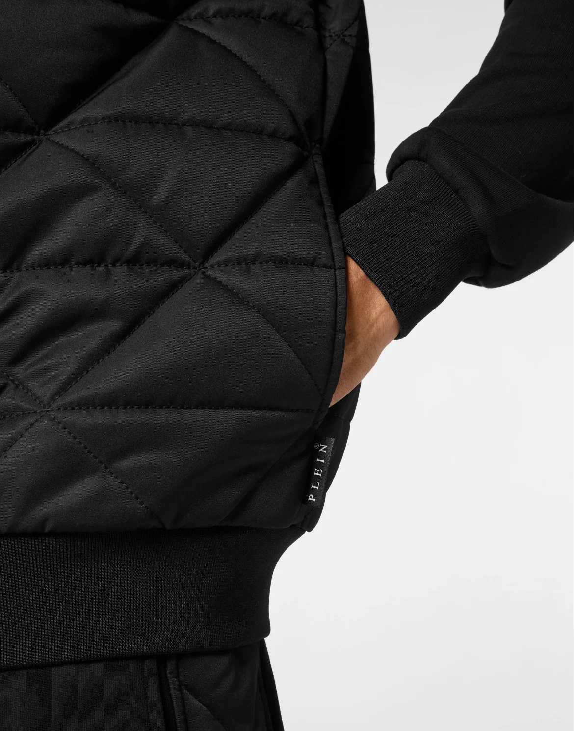 Fleece and Nylon Padded Jacket, цвет: Черный