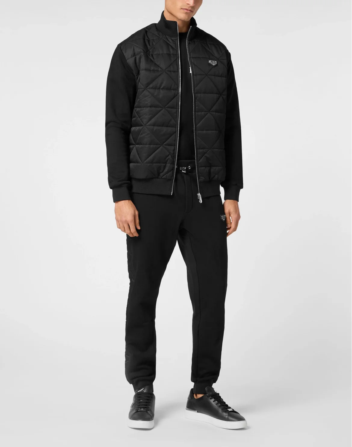 Fleece and Nylon Padded Jacket, цвет: Черный