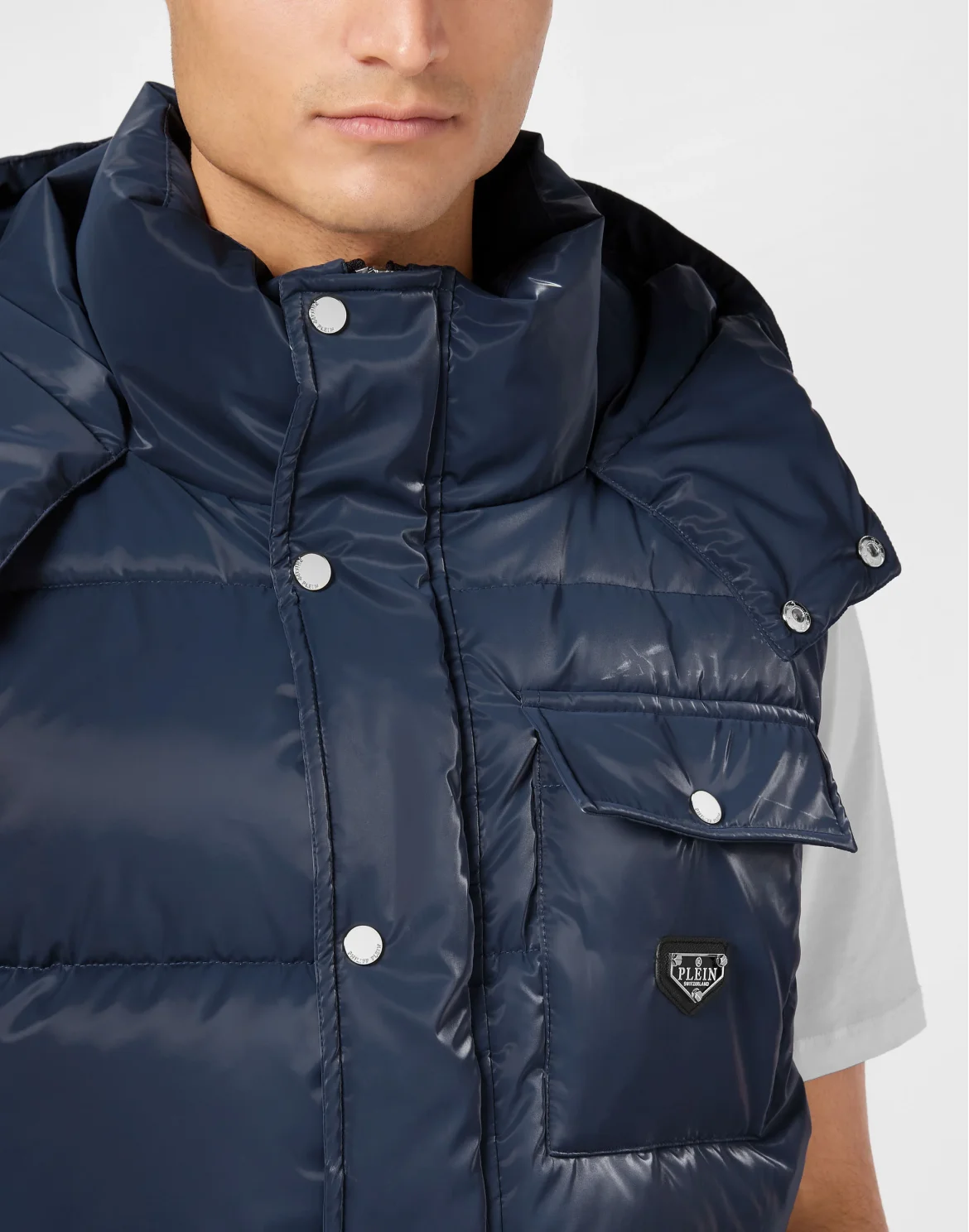 Nylon Puffer Vest, цвет: Синий