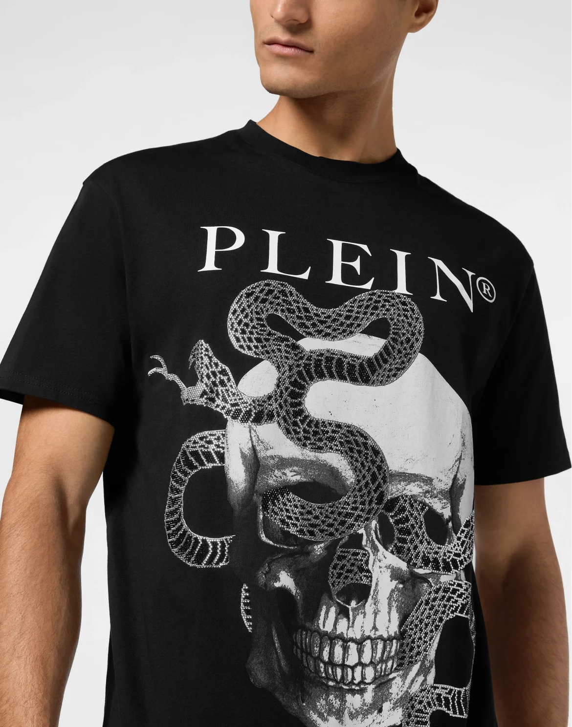 Round Neck T-Shirt Skull Snake, цвет: Черный