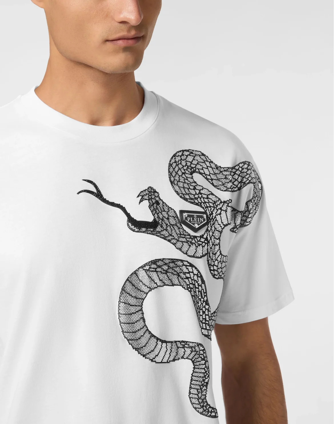 Round Neck T-Shirt Snake, цвет: Белый