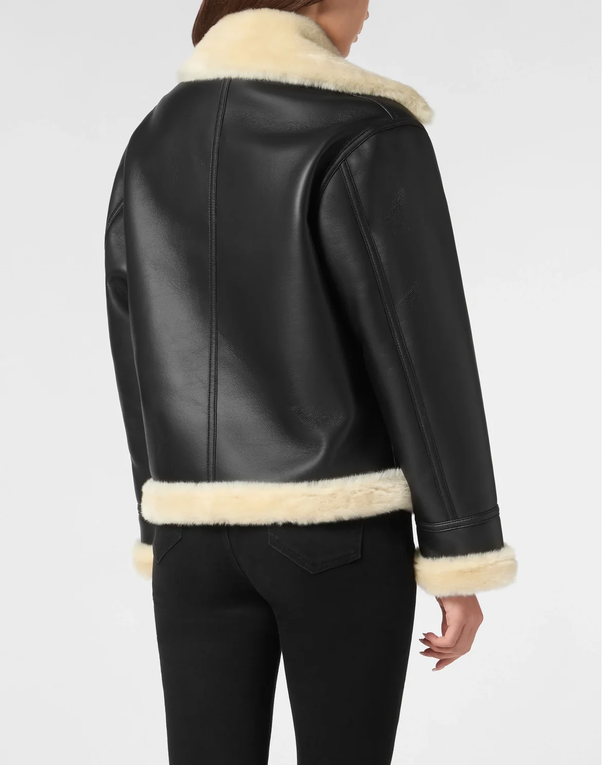 Eco Fur Aviator Coat, цвет: Черный