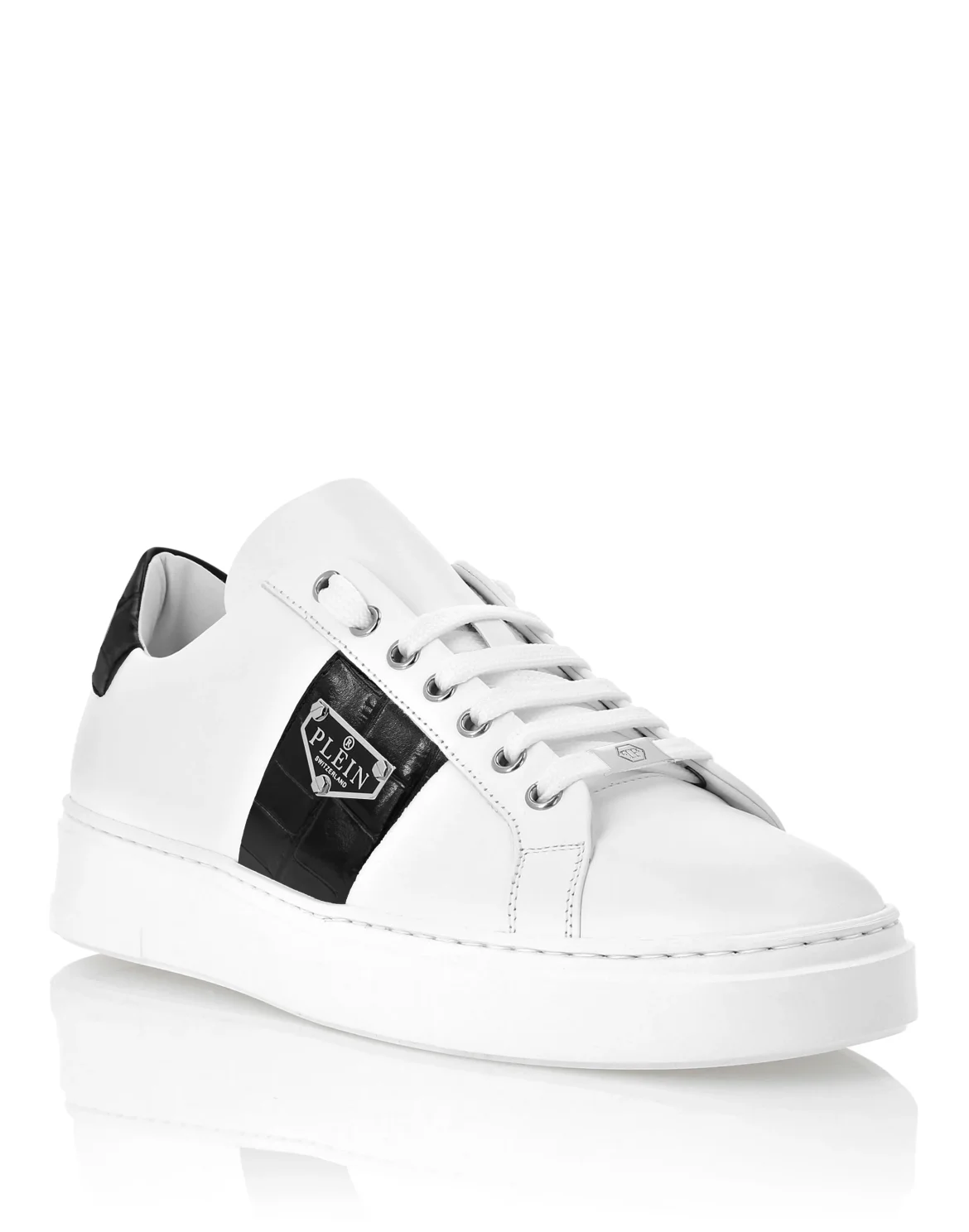 Nappa Leather Lo-Top Sneakers Triangle Plein, цвет: Белый