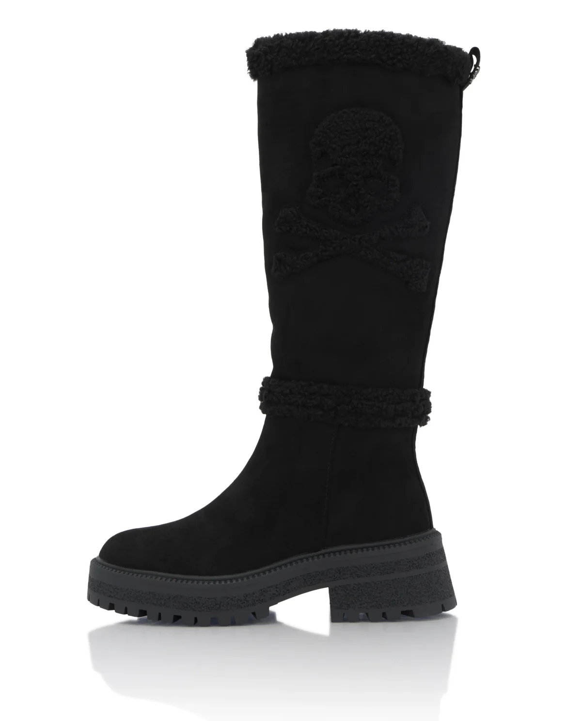 Mid Flat Boots Skull & Bones, цвет: Черный