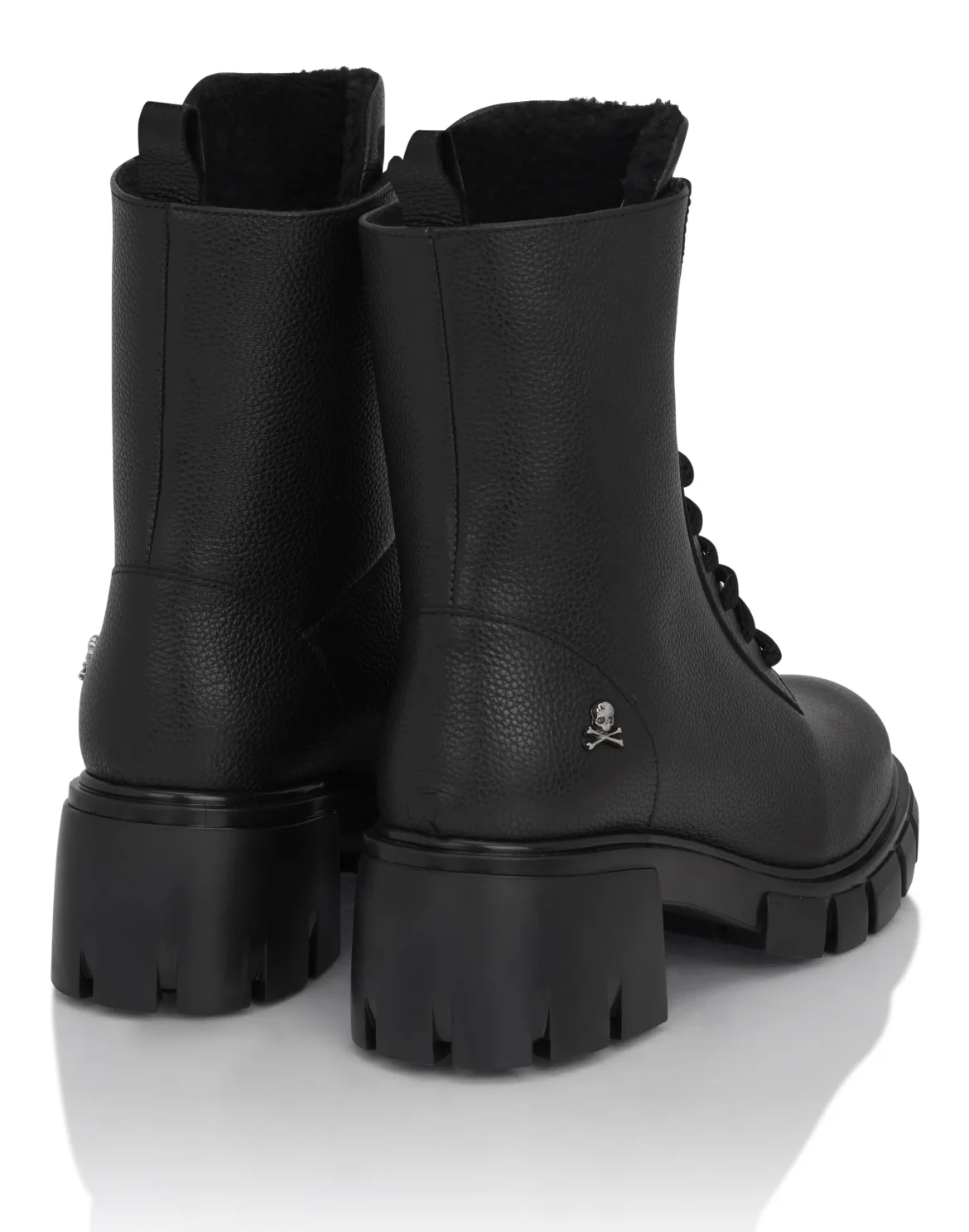 Leather Low Flat Boots, цвет: Черный