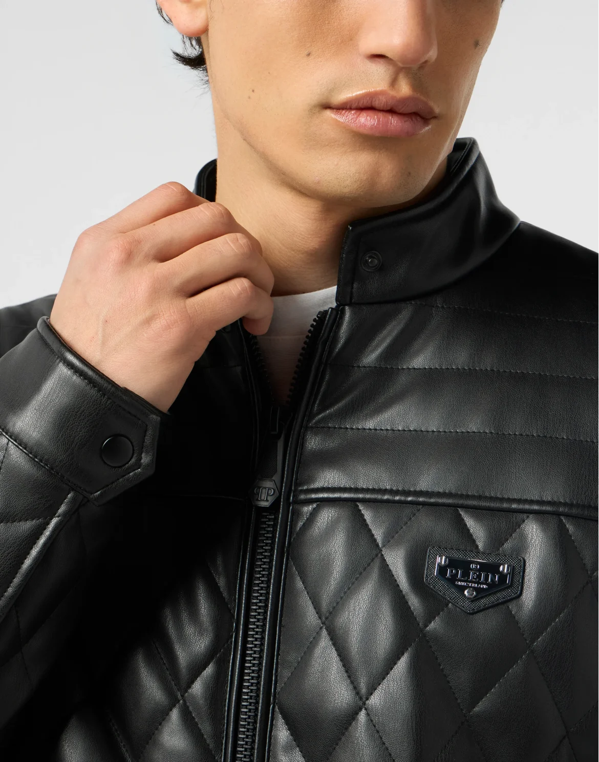 Eco Leather Padded Jacket, цвет: Черный