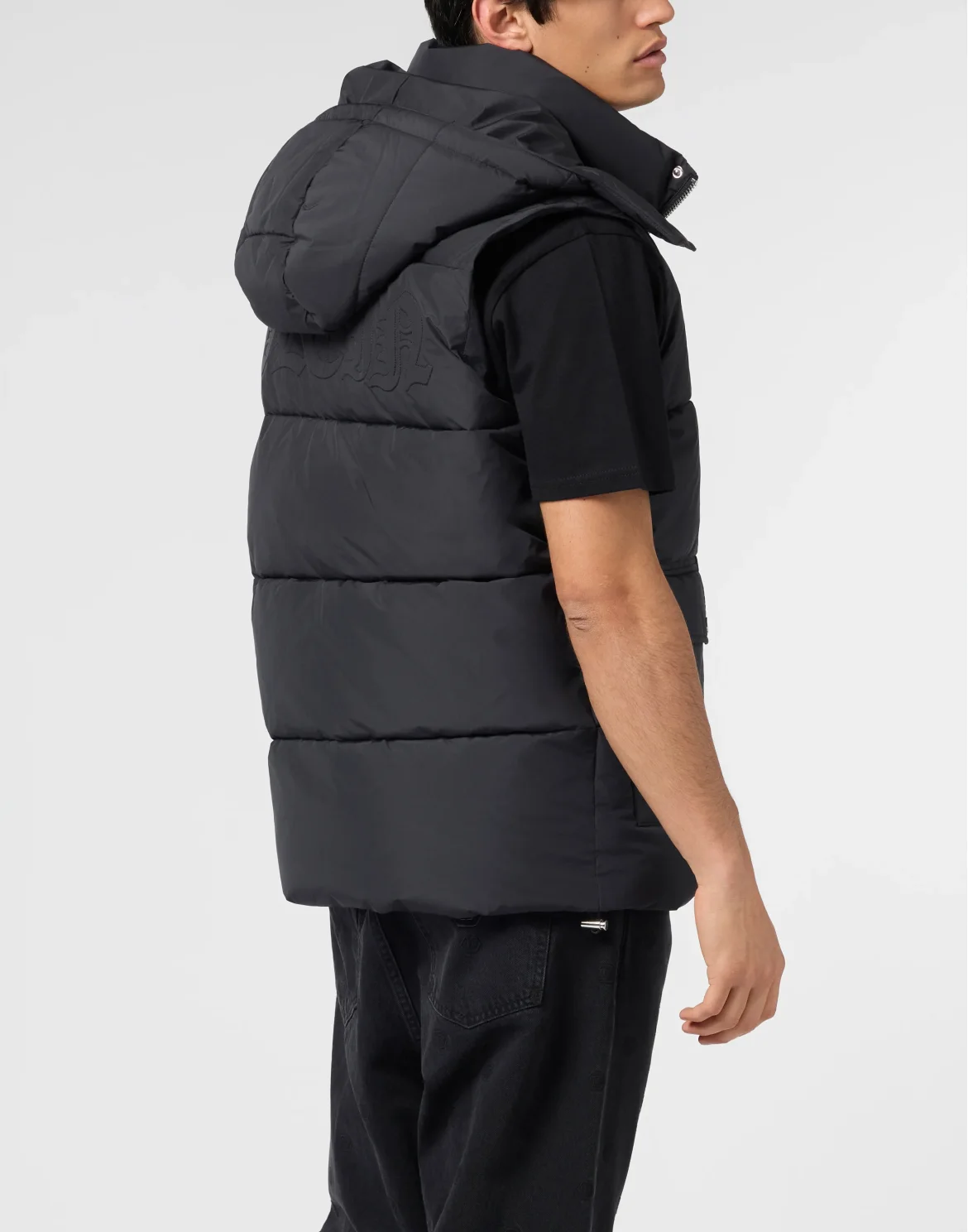 Nylon Puffer Vest Gothic Plein, цвет: Черный