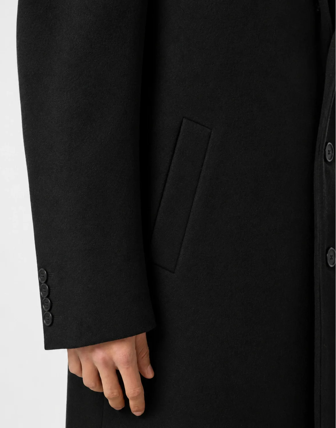 Wool Blend Tailored Coat, цвет: Черный
