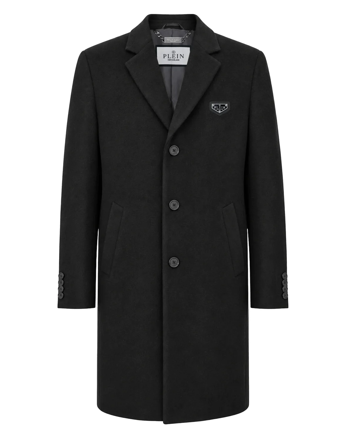 Wool Blend Tailored Coat, цвет: Черный