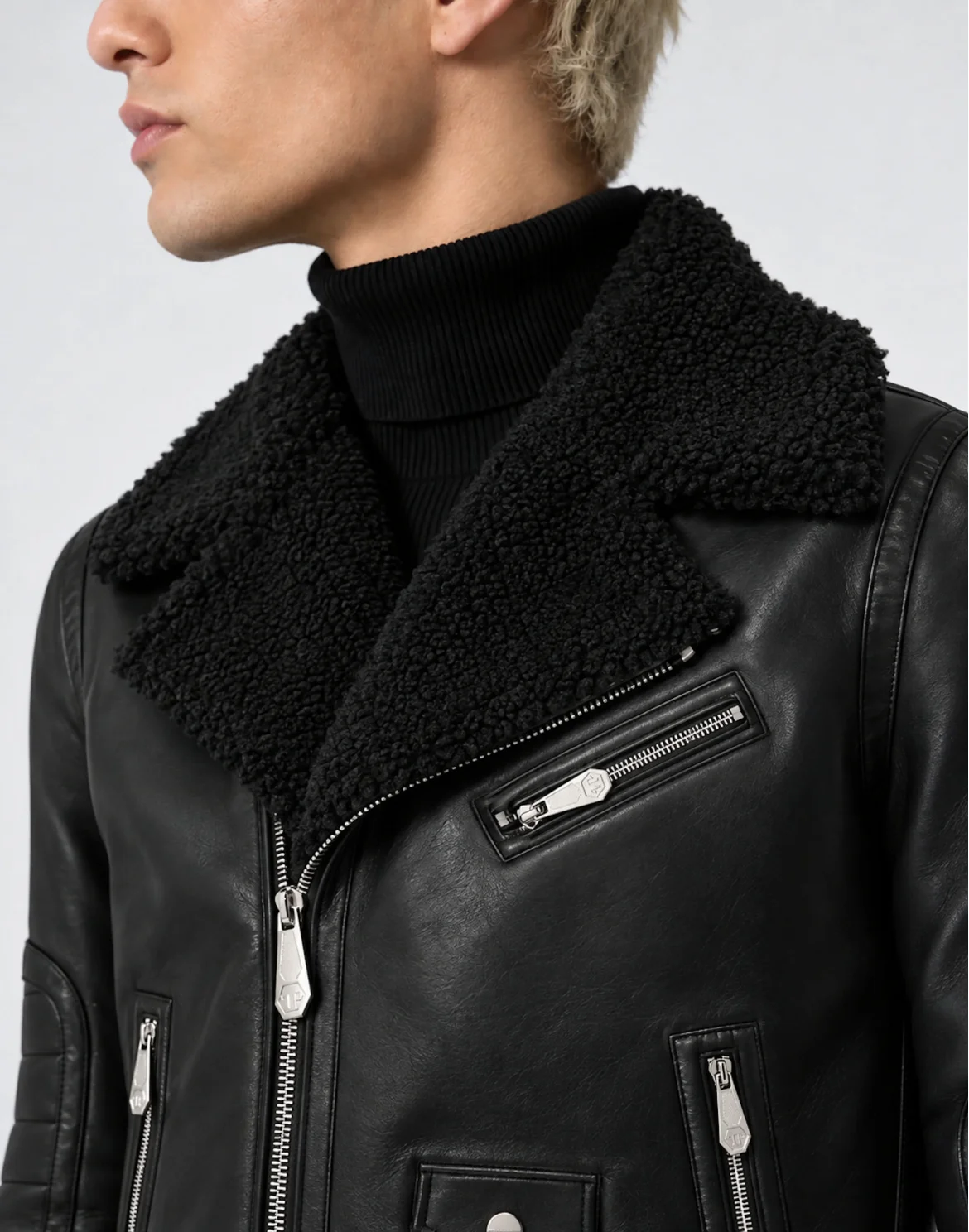 Eco Leather Biker Jacket, цвет: Черный