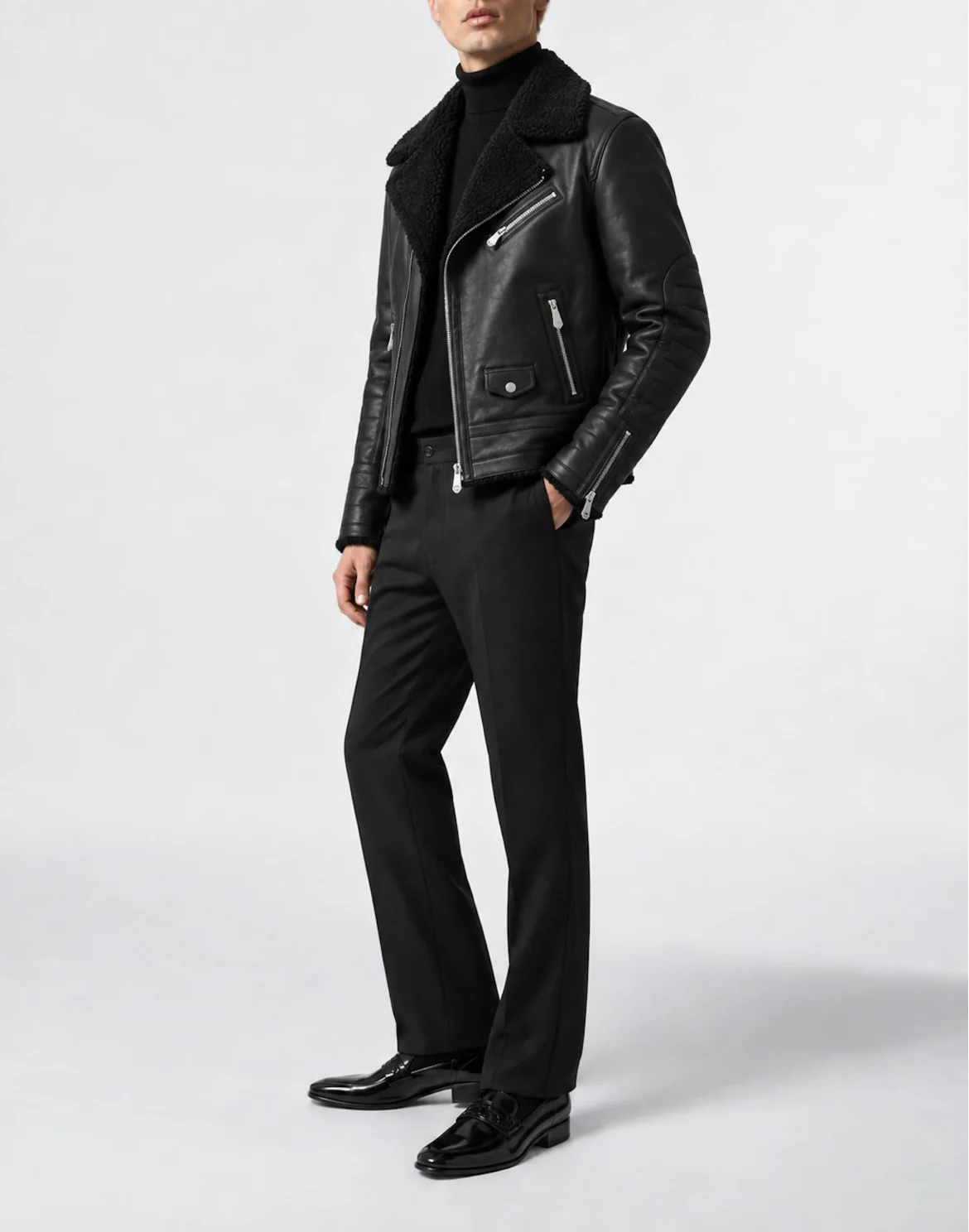 Eco Leather Biker Jacket, цвет: Черный