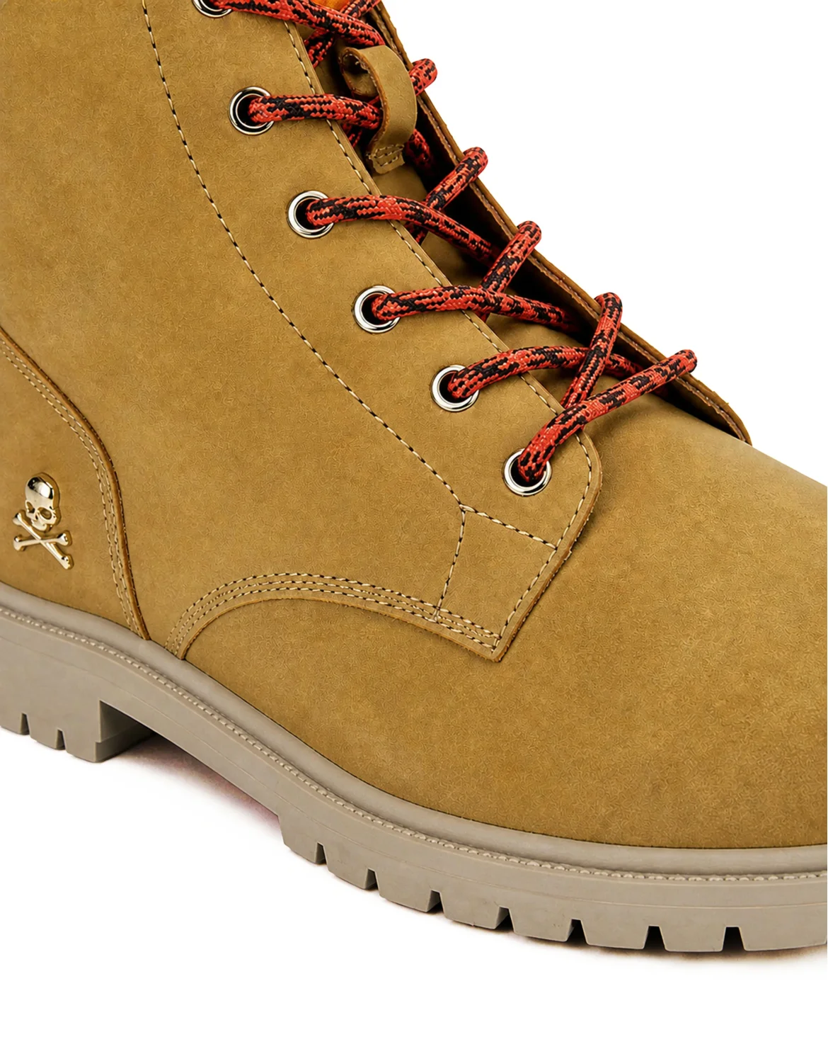 Nubuck Leather Mid Boots Small Skull, цвет: Бежевый
