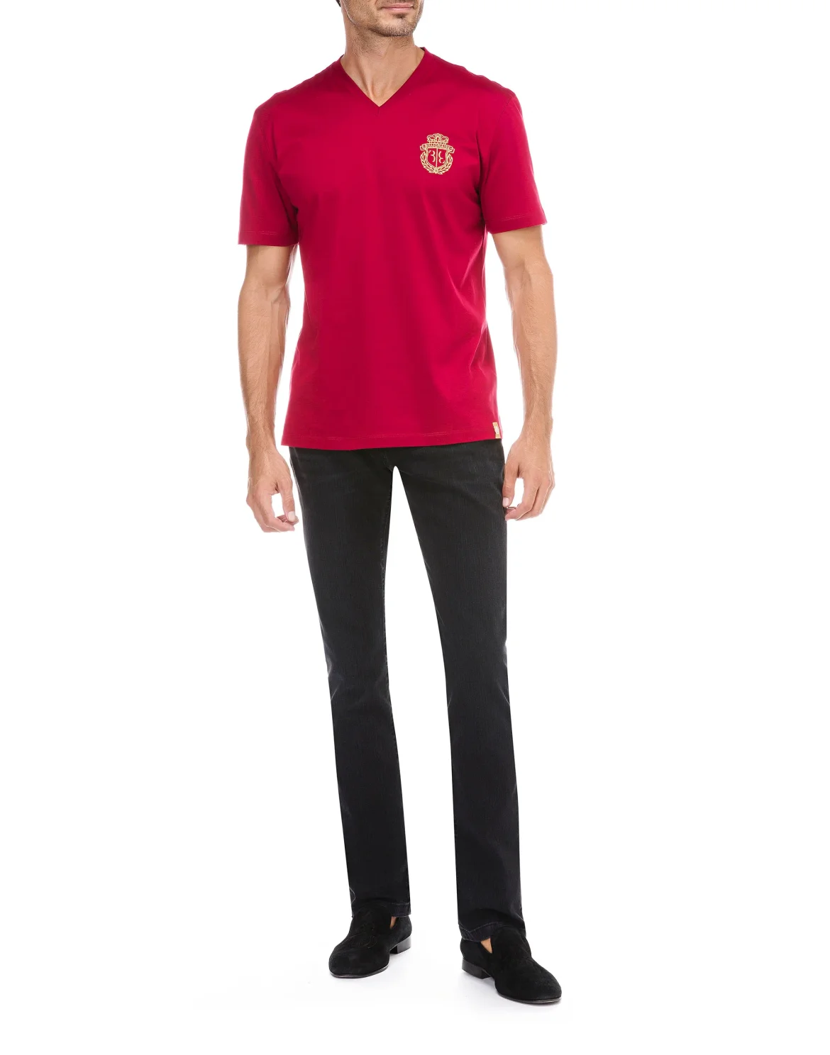 T-shirt V-Neck SS Crest, цвет: Красный