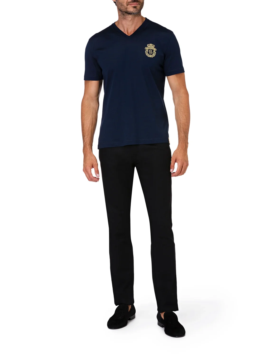 T-shirt V-Neck SS Crest, цвет: Синий