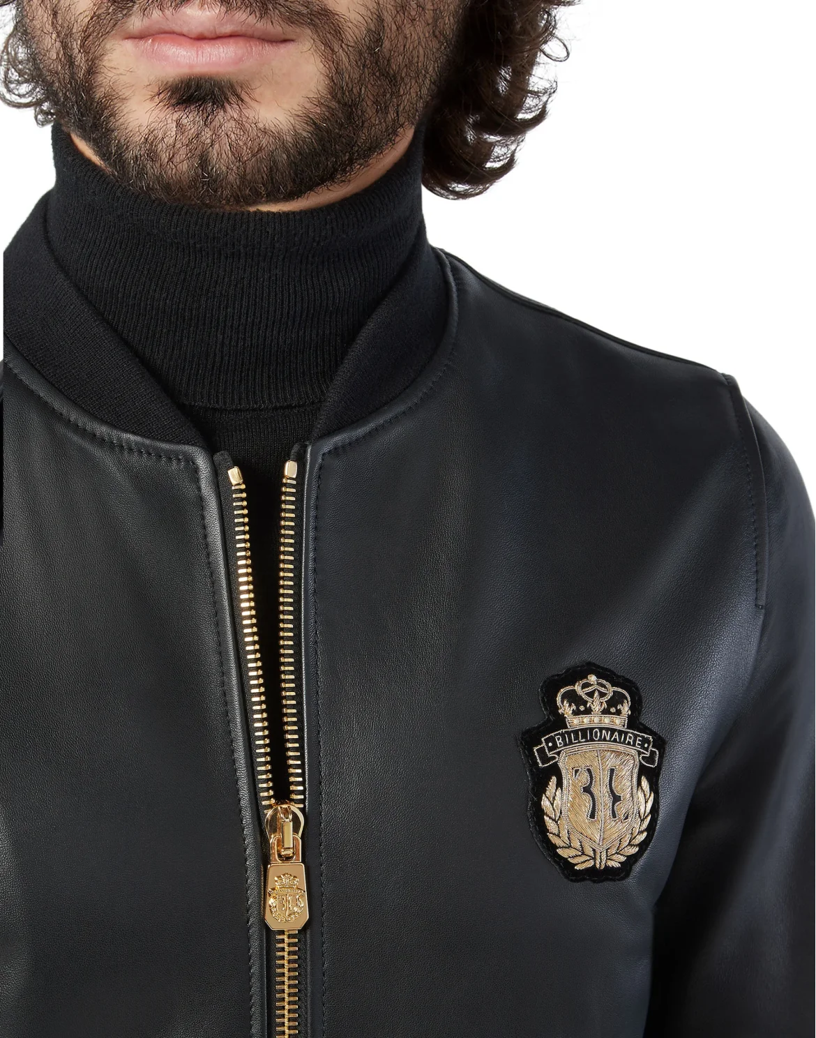 Leather Bomber Crest, цвет: Черный