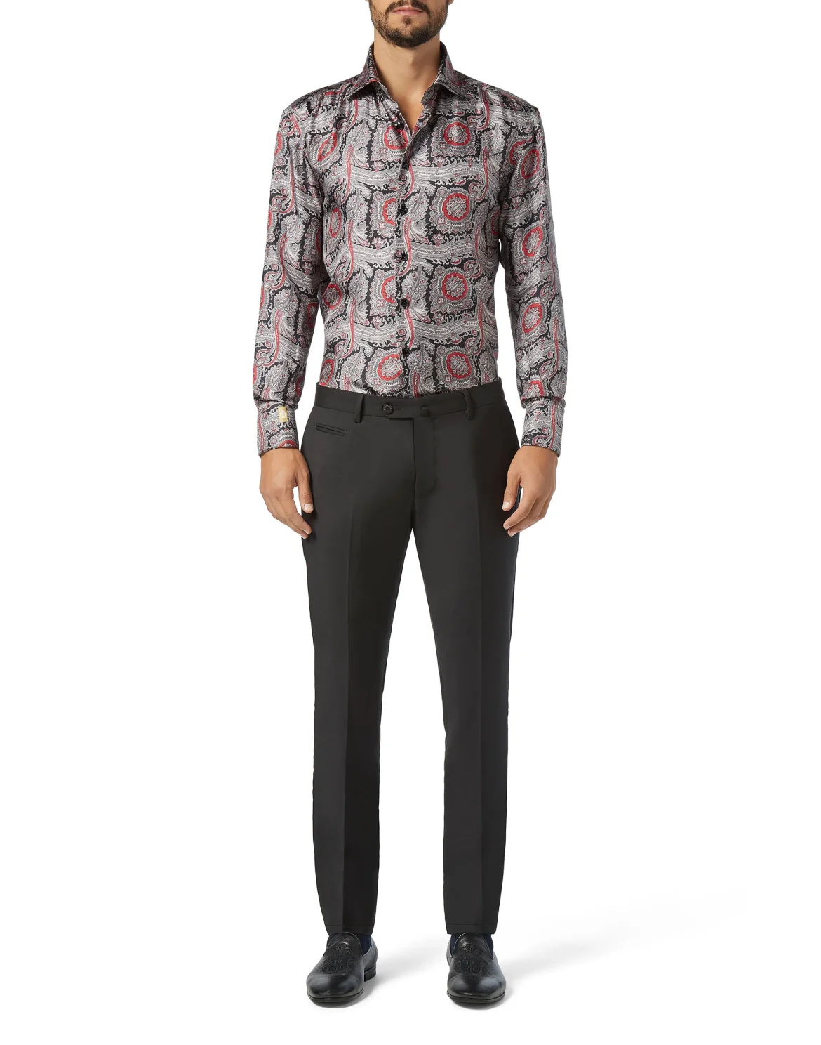 Shirt Gold Cut LS/Flavio Paisley, цвет: Черный