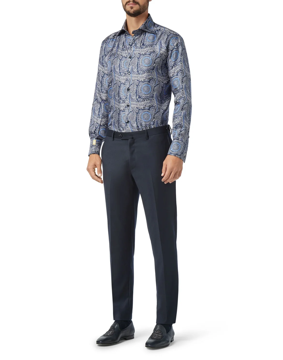 Shirt Gold Cut LS/Flavio Paisley, цвет: Черный