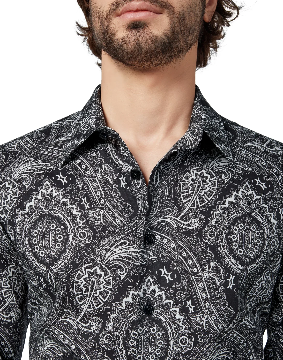 Shirt Silver Cut LS/Milano Paisley, цвет: Черный