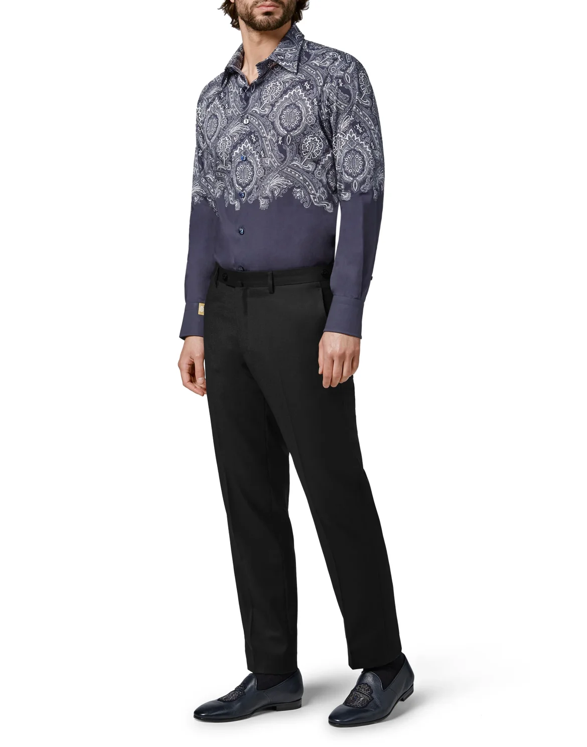 Shirt Silver Cut LS/Milano Paisley, цвет: Синий