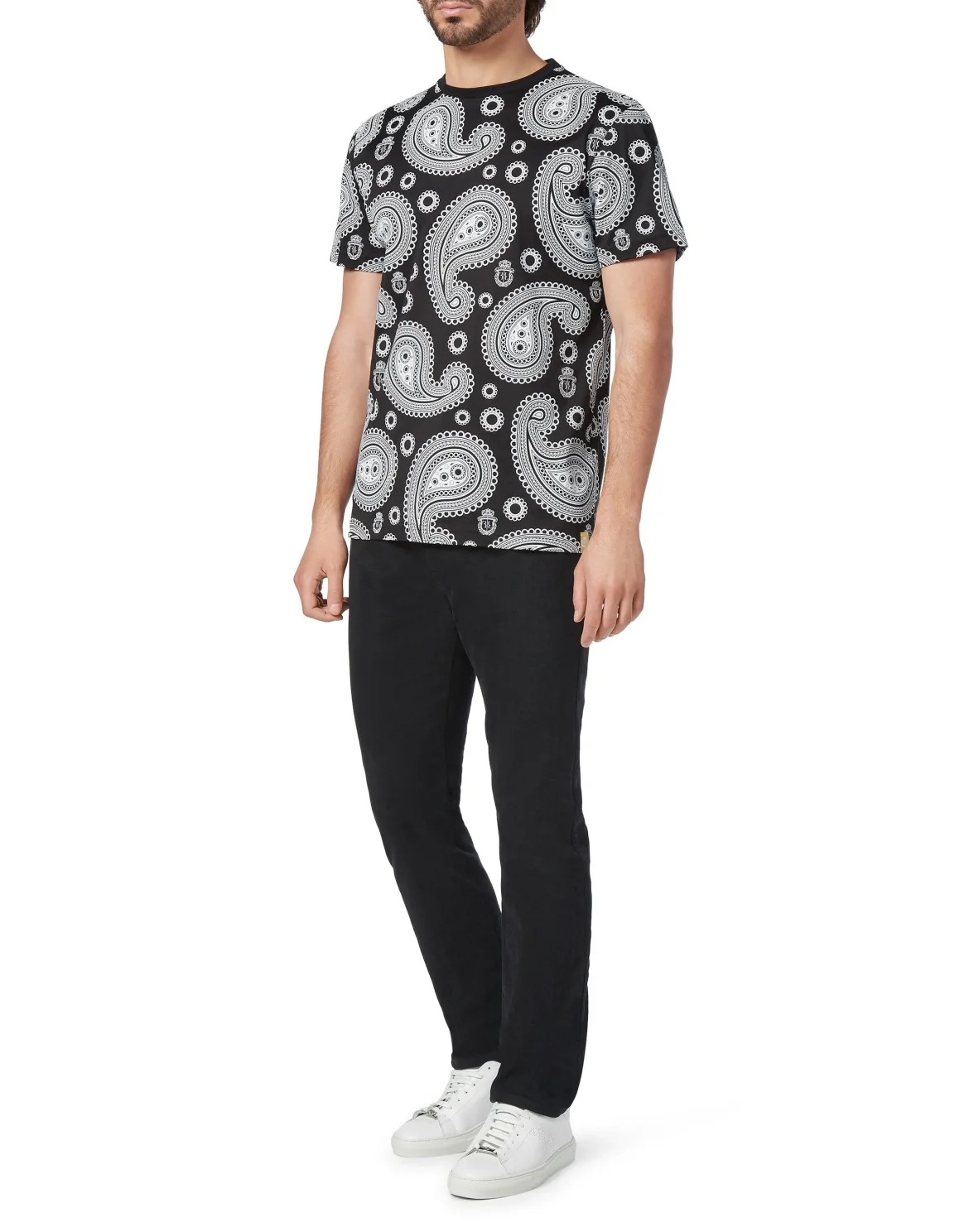 T-shirt Round Neck SS Paisley, цвет: Черный