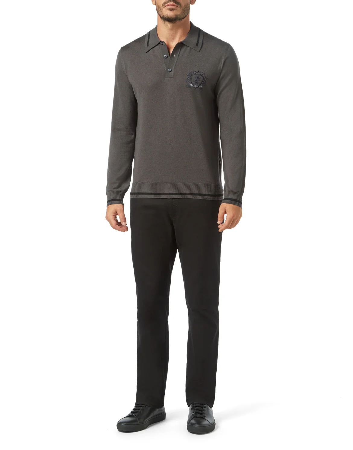 Pullover Polo-Neck LS Lion, цвет: Серый
