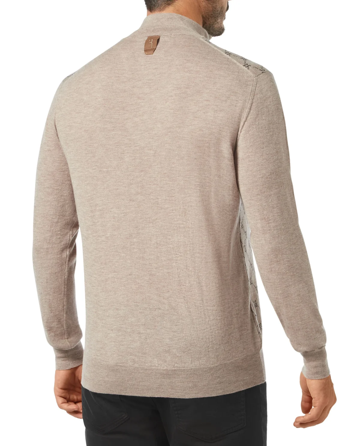 Pullover zip mock Jacquard All over BB, цвет: Бежевый