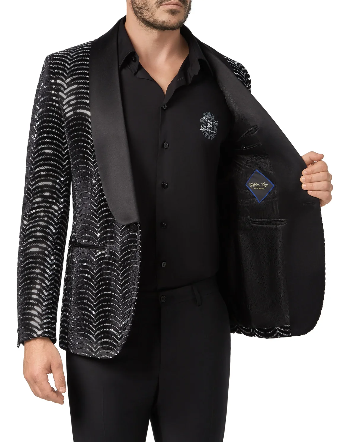 Blazer Super Slim Fit Paillettes, цвет: Черный
