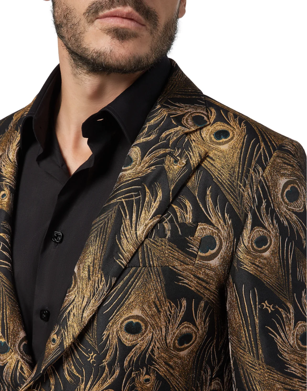 Blazer Super Slim Fit Jacquard Feathers, цвет: Черный