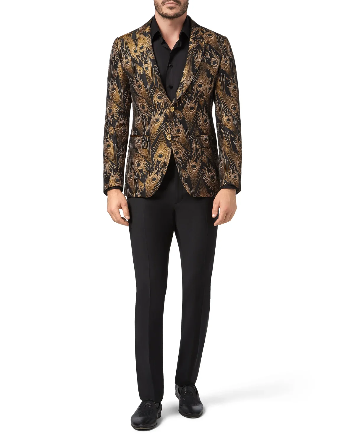 Blazer Super Slim Fit Jacquard Feathers, цвет: Черный
