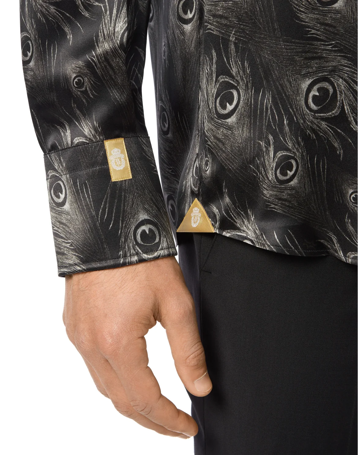 Silk Shirt Silver Cut LS/Flavio Feathers, цвет: Черный