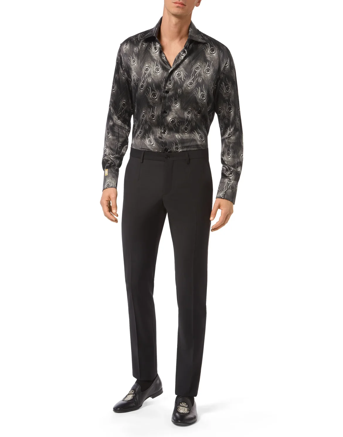 Silk Shirt Silver Cut LS/Flavio Feathers, цвет: Черный
