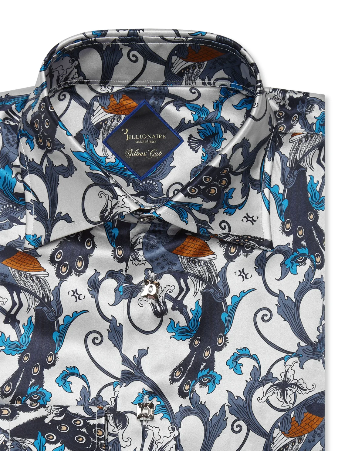 Silk Shirt Silver Cut LS/Flavio Feathers, цвет: Синий