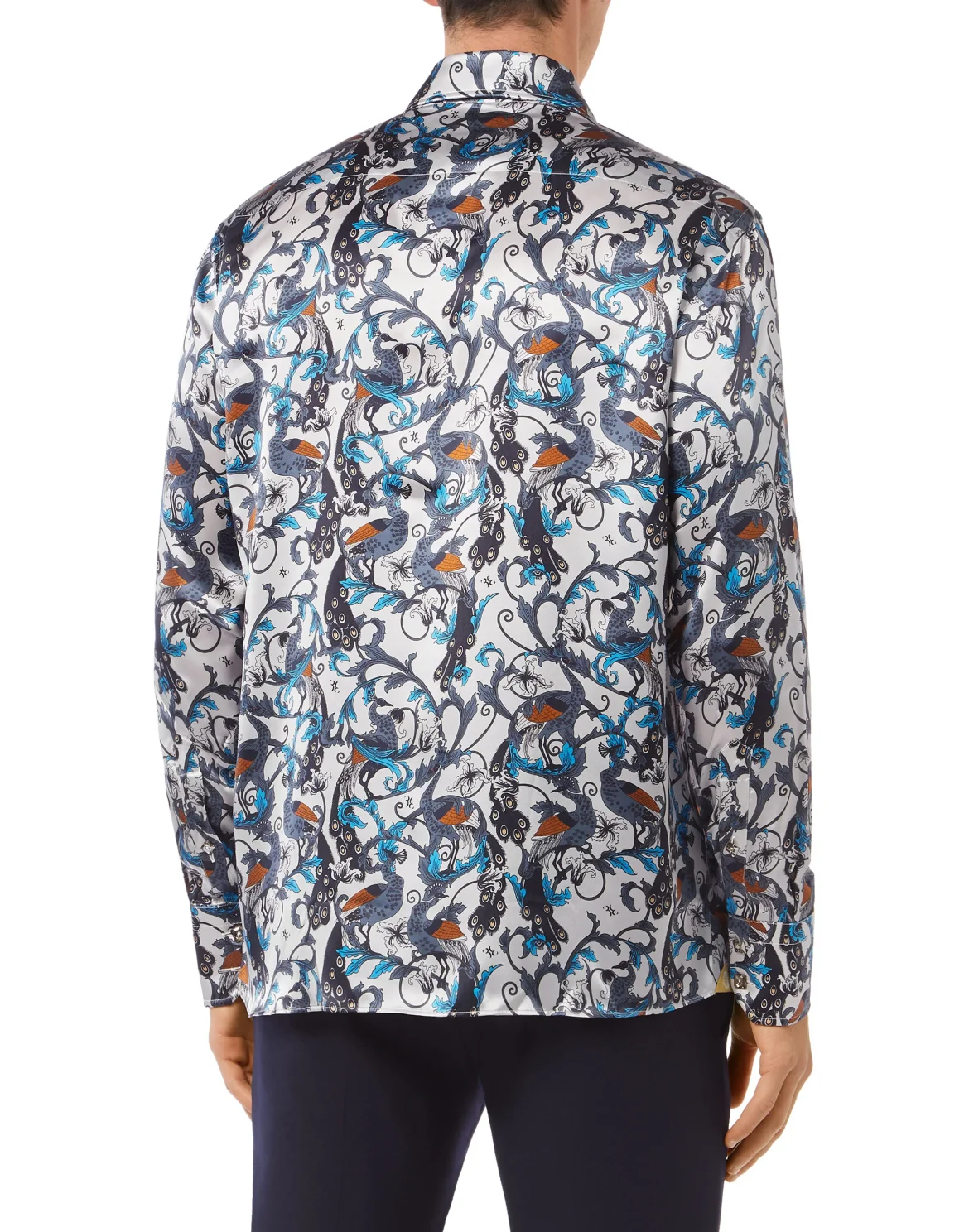 Silk Shirt Silver Cut LS/Flavio Feathers, цвет: Синий