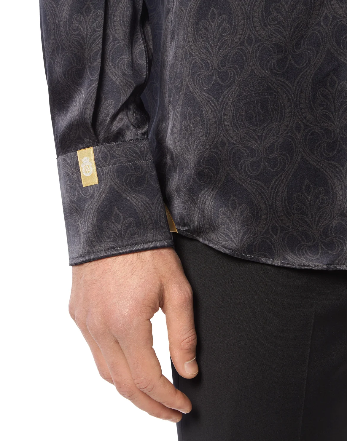 Silk Shirt Silver Cut LS/Flavio Baroque, цвет: Черный