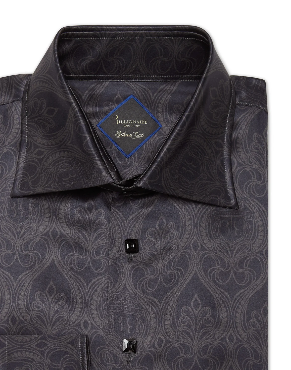 Silk Shirt Silver Cut LS/Flavio Baroque, цвет: Черный