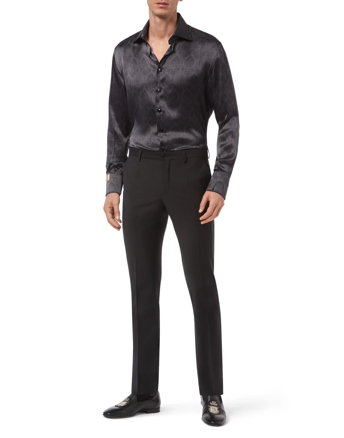 Silk Shirt Silver Cut LS/Flavio Baroque, цвет: Черный