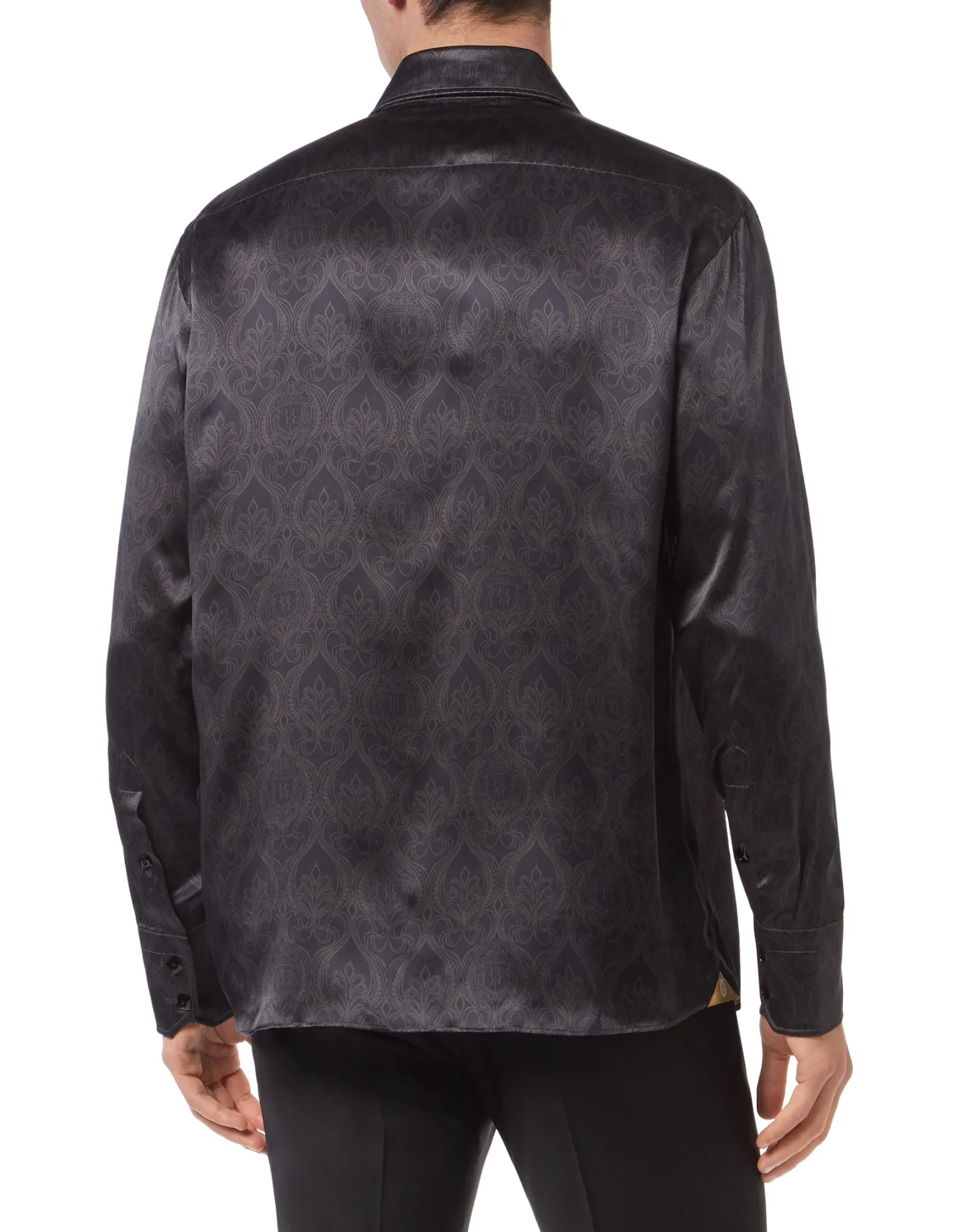 Silk Shirt Silver Cut LS/Flavio Baroque, цвет: Черный