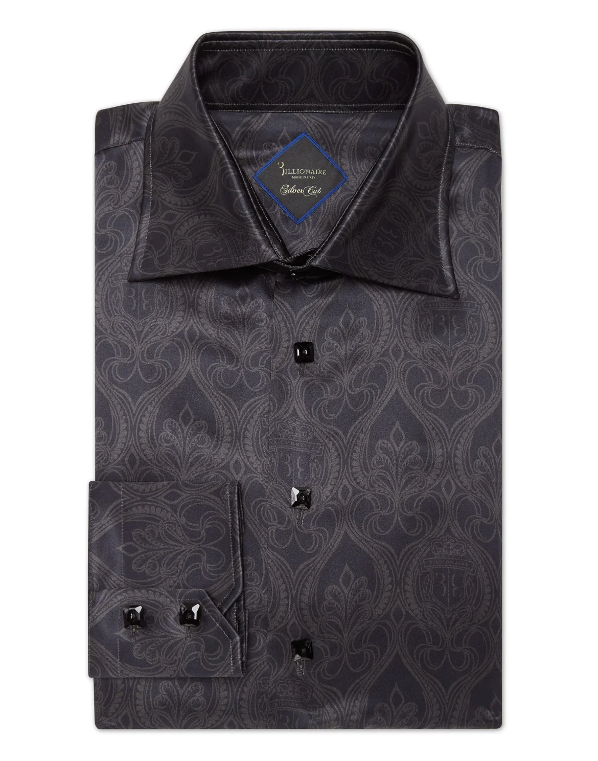 Silk Shirt Silver Cut LS/Flavio Baroque, цвет: Черный